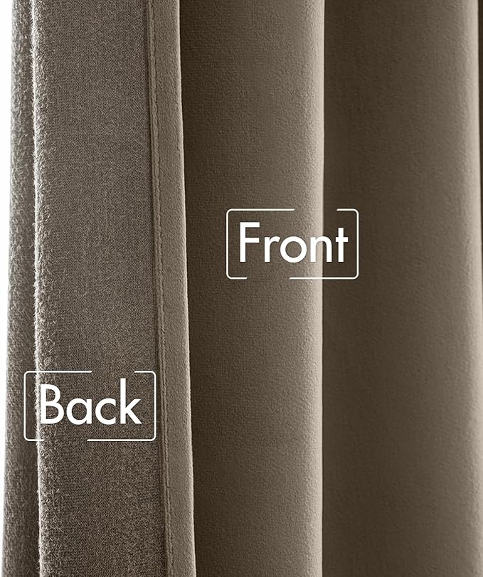 MIULEE Taupe Velvet Curtains 108 inches - Luxury Blackout Curtains for Bedroom Living Room Thermal Insulated Super Soft Window Drapes Rod Pocket & Back Tab, W52 x L108 inches, 2 Panels