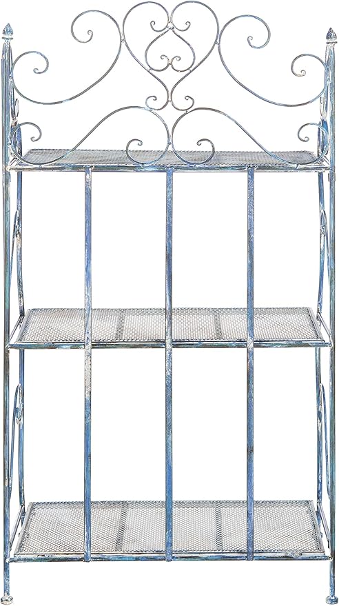 SAFAVIEH Outdoor Collection Torus Antique Blue 3-Tier Shelf (Fully Assembled)