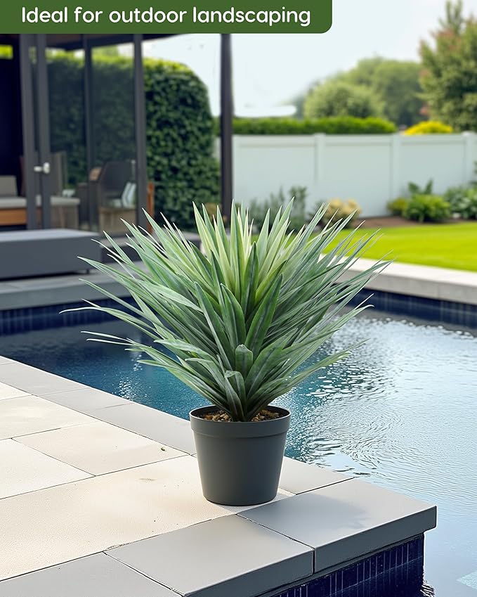 Velener Artificial Agave Plant in Black Pot with Real Stone Pebbles, Large Fake Agave Plant for Indoor and Outdoor-27 inches Tall, 126 Leaves