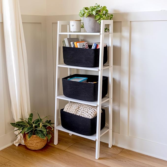 NaturalCozy Storage Baskets 16.8”x13”x7.6” Cotton Rope Woven Baskets for Organizing 3-Pack | Toy Storage Bins | Basket for Shelves, Laundry, Blanket, Clothes, Closet, Kitchen, Bathroom, Gifts