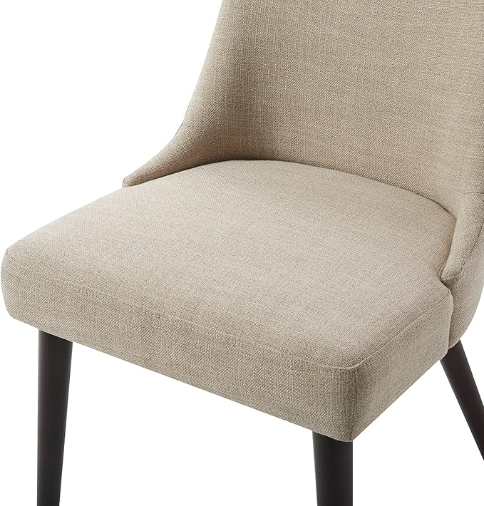 CHITA Mid-Century Modern Dining Chair, Upholstered Fabric Accent Chair for Dining Room, Set of 2, Flax Beige in Fabric