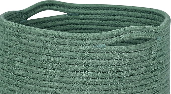 voten Storage Cubes Baskets Bins Organizer 11x11x11'' Fit 12x12''Cube Storage Organizer Bookcases Shelf,Durable Woven Cotton Storage Basket for Organizing,Round 3Pack Green