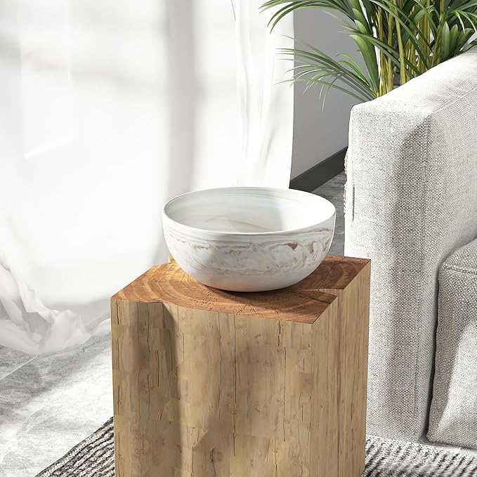 Large Decorative Fruit Bowl, Marble-patterned Ceramic Bowl for Coffee Table Entryway Kitchen Modern Home Decor Centerpiece 9.5 Inches,Brown