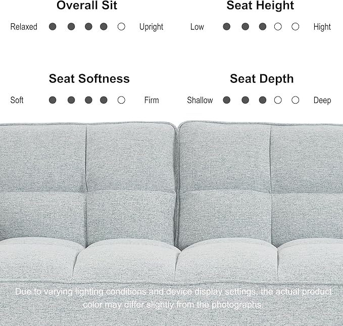 Futon Couch for Small Spaces & Apartment, 2-in-1Modern Comfy Loveseat Convertible Sofa Bed, 75.4-Inch Compact Design for Living Room, Dorms, and Studios-Light Grey