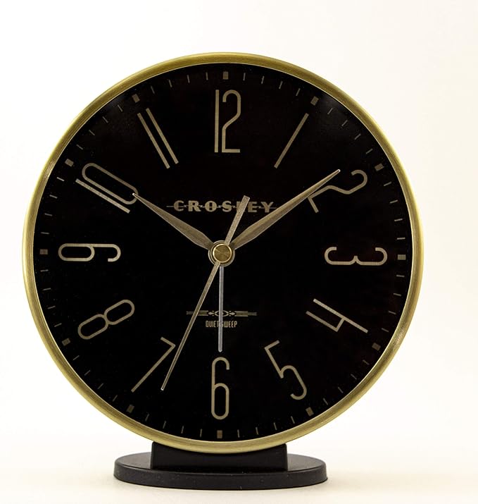 Crosley Modern Art Deco Office and Desk Alarm Clock, Gold & Black, Gold
