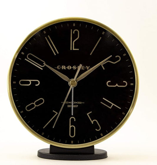 Crosley Modern Art Deco Office and Desk Alarm Clock, Gold & Black, Gold