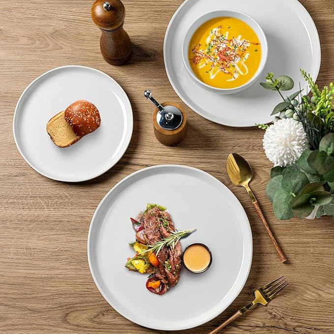 GBHOME Ceramic Dinnerware Sets for 6, 18pcs Stoneware Plates and Bowls Sets, Handmade Chip and Scratch Resistant Dishes Set, Dishwasher & Microwave Safe