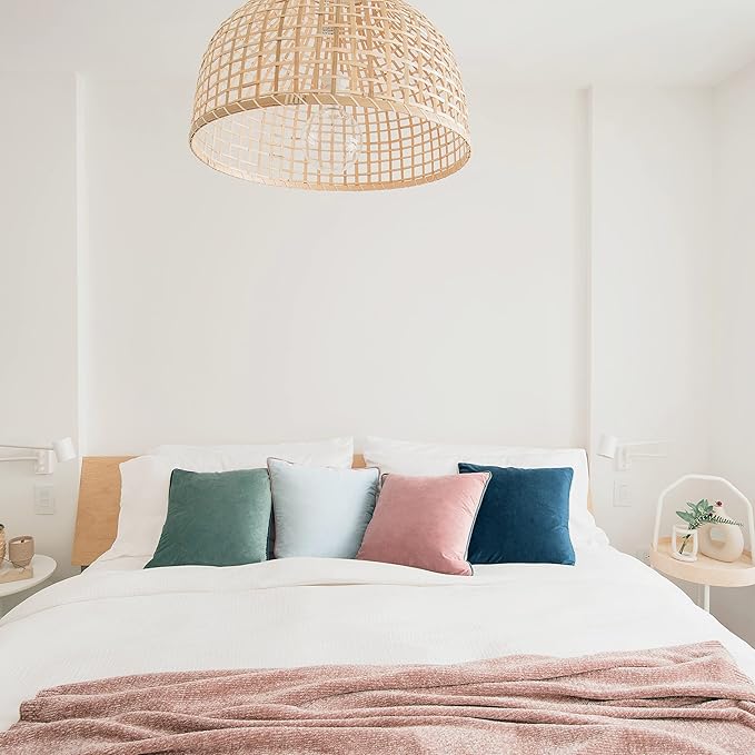 MONDAY MOOSE Decorative Throw Pillow Covers Cushion Cases, Set of 4 Soft Velvet Modern Double-Sided Designs, Mix and Match for Home Decor, Pillow Inserts Not Included (20x20 inch, Pink/Blue)