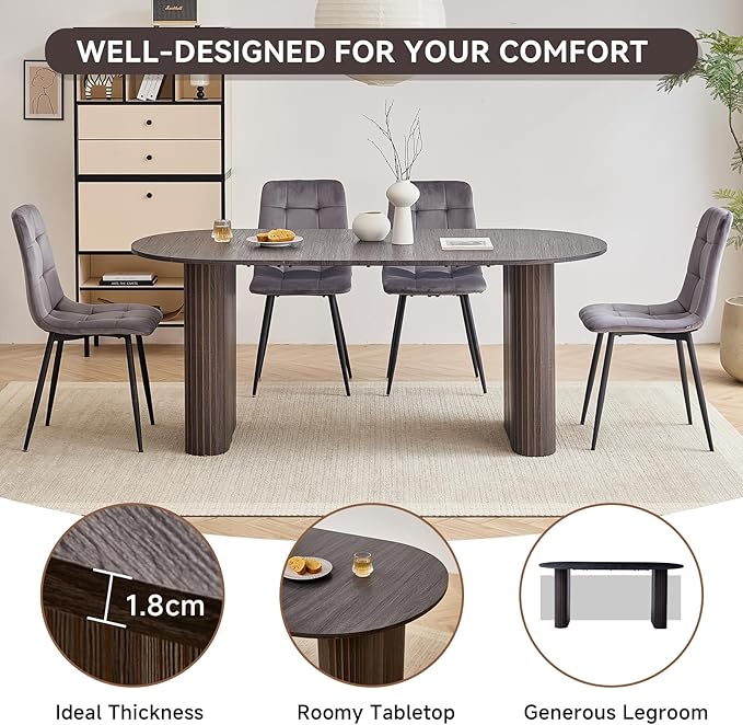 5-Piece Dining Table Set for 4 6 People with Heavy Duty Legs, Dining Room Table Chairs Set for Living Room, Kitchen, Apartment
