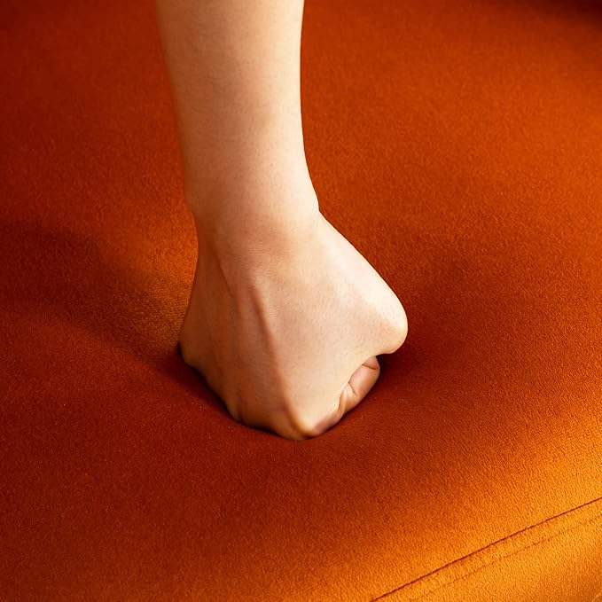 Velvet Dining Chairs Set of 4 Modern Accent Chairs Upholstery Side Chairs with Upholstered Wood Legs for Home Kitchen Living Room, Orange