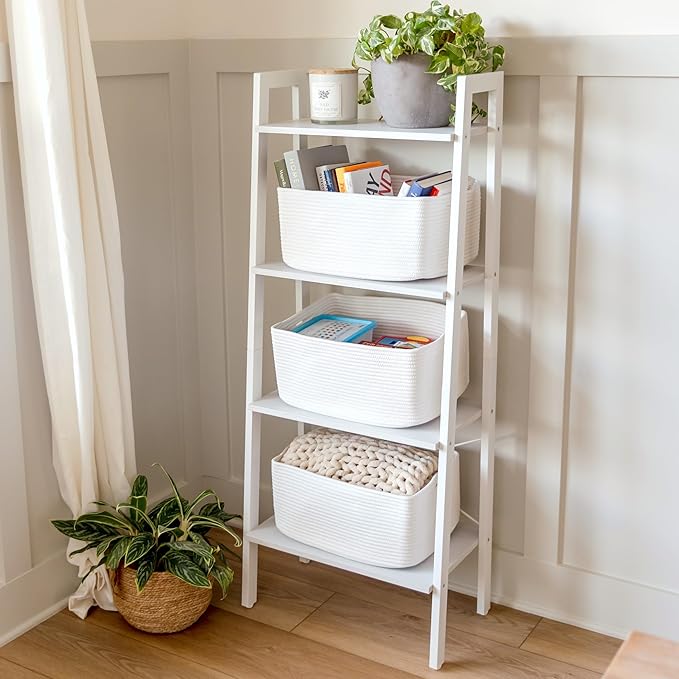 NaturalCozy Storage Baskets 16.8”x13”x7.6” Cotton Rope Woven Baskets for Organizing 3-Pack | Toy Storage Bins | Basket for Shelves, Laundry, Blanket, Clothes, Closet, Kitchen, Bathroom, Gifts