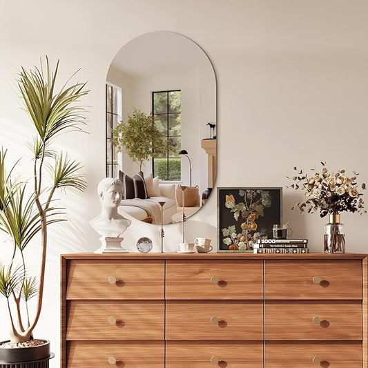 40" x 24" Frameless Mirror Wall Mirror, Modern Oval Bathroom Mirror with Polished Edge, Hang Horizontally or Vertically, for Bedroom Bathroom Livingroom Gym Entryway and More