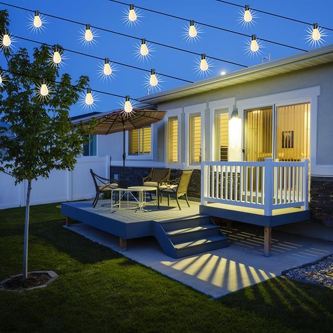 60FT Outdoor String Lights S11 LED Patio with 17 Plastic Bulbs(1 Spare),Waterproof Connectable Hanging Lights for Backyard Porch Balcony Party Decor