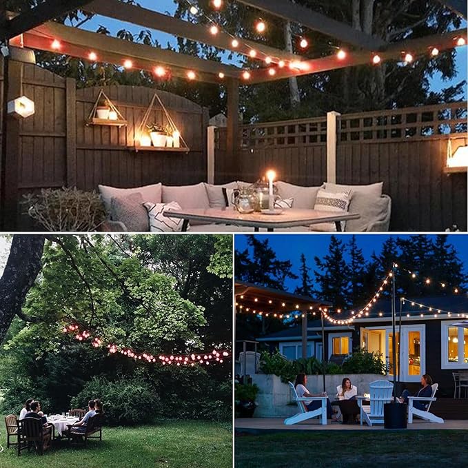 40FT LED Outdoor String Lights Waterproof, G40 LED Globe Outdoor Lights for Patio with 27 Edison Vintage Shatterproof Bulbs, Connectable Backyard Lights for Garden, Bistro, Porch, Cafe