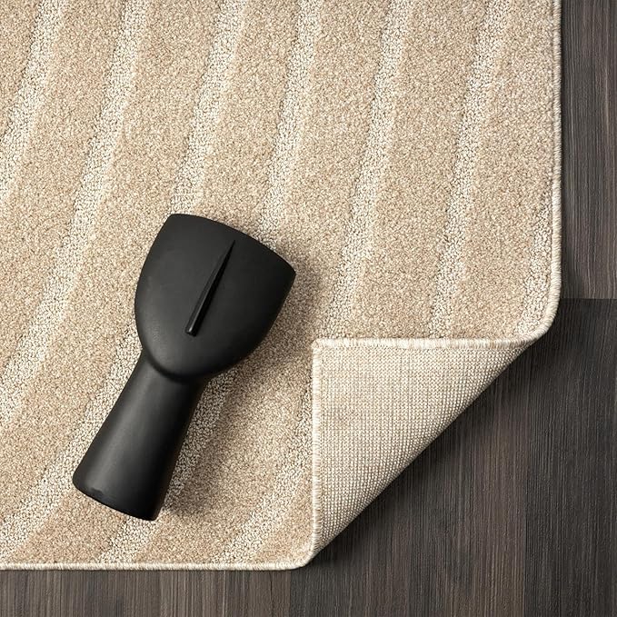 LUXE WEAVERS Modern Geometric Wave Beige 4x6 Area Rug