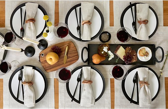 Solino Home Linen Light Natural Table Runner 36 Inches - Classic Hemstitch, 100% Pure Linen Coffee Table Runner 14 x 36 Inch Ideal for Dresser Tables - Fall, Autumn, Halloween, Thanksgiving, Christmas