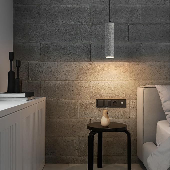 Modern Black LED Concrete Pendant Light Kitchen Islandceiling Light Fixture Pendant Lighting for Dining Room Coffee Club Resturant Bar Living Room(3-Pack)