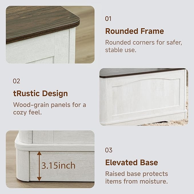 35" Farmhouse Lift Top Coffee Table, Wood Square Center Table with Charging Station, Rounded Edge Table with Hidden Storage, for Living Room, Bedroom, Office, AC, USB Output, White Walnut