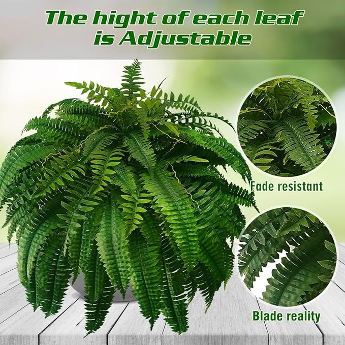 WAYNHUI Silky Artificial Boston Fern Bush, 48Inch Artificial Plants, Suitable for Decorating Office, Patio, Living Room Faux Greenery, 88Branches (88 Branches 1pack)