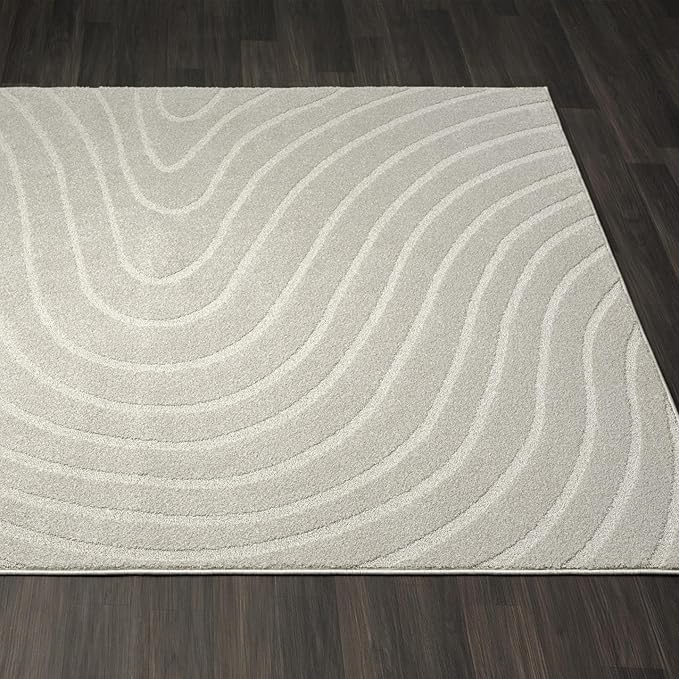 LUXE WEAVERS Modern Geometric Wave Gray 5x7 Area Rug