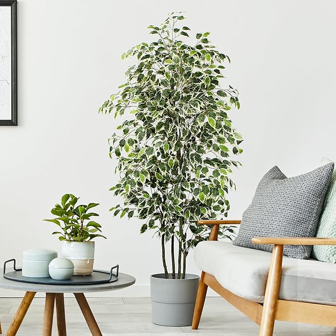 Artificial Ficus Tree，6ft Tall Silk Ficus Tree for Home Decor Indoor & Outdoor Fake Plant Suitable for Living Room,R1802PCS