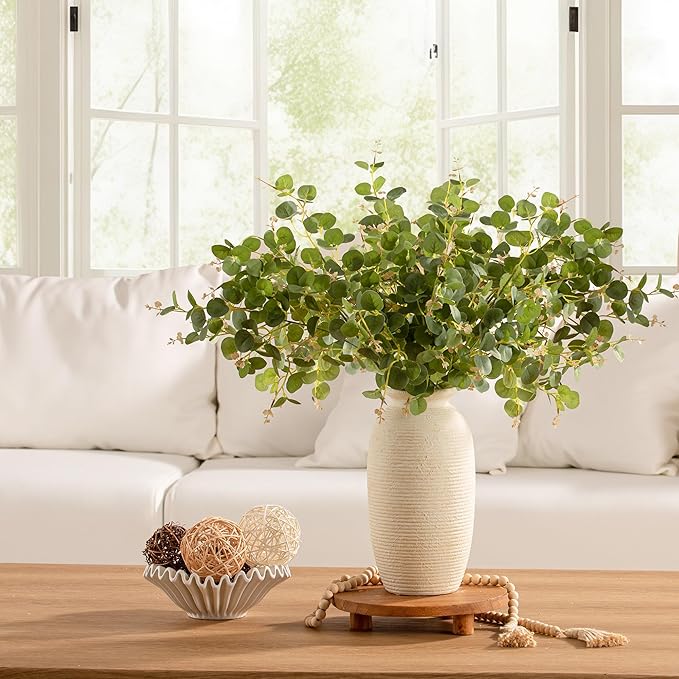 Ceramic Flower Vase, 12.5" Large Rustic Farmhouse Vases Home Decor Tall Pottery Decorative Pampas Vase for Table Living Room Entryway Mantel Bookshelf Bedroom Bathroom Kitchen-White