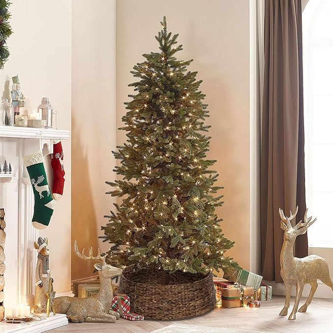 Christmas Tree Collar, 28’’ D Handmade Water Hyacinth Christmas Stand Tree Collar Basket Base Cover for Holiday Decoration