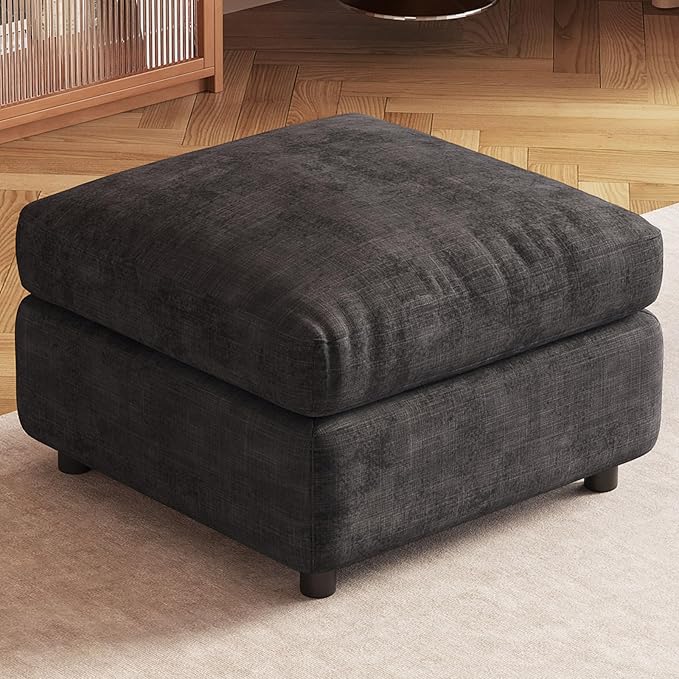 Grey Ottoman with Storage, Modular Footrest for Sofa Couch Sectional, Convertible Lounge Seat with Hidden Storage, Comfortable Sofa Accessory for Living Room Bedroom Apartment Spaces