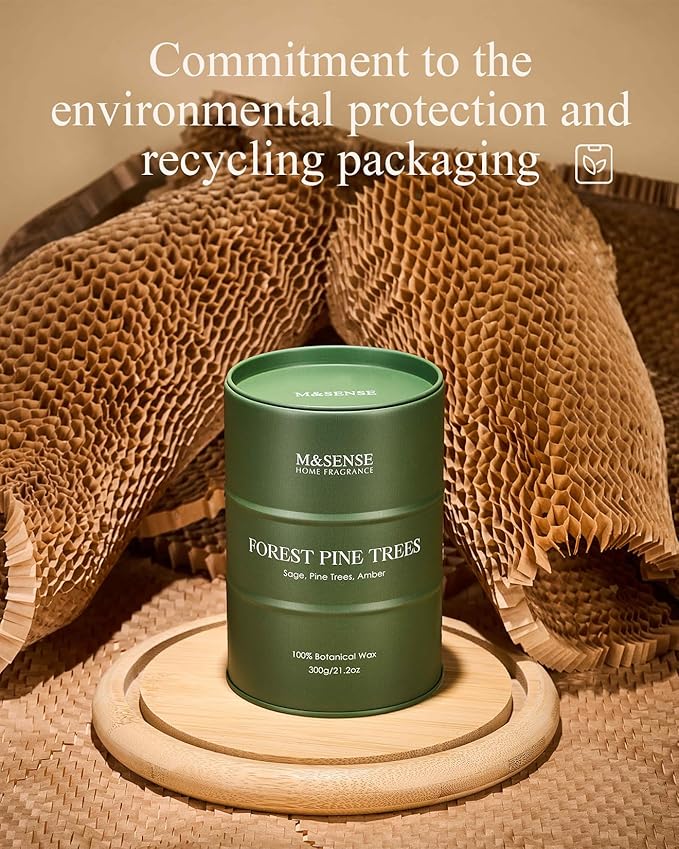 M&SENSE Frosted Pine Scented Candles Natural Non Toxic, Aromatherapy Candle for Stress Relief Meditation Relaxing, Housewarming Gifts for Women Men, 11.3oz 70 Hour Long Burning