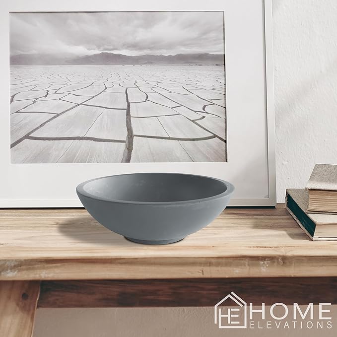Concrete Fruit Bowl for Kitchen Counter – Light Gray Decorative Pedestal Bowl for Dining Table, Entryway, or Coffee Table – Large Key Dish for Modern Home Decor Centerpiece