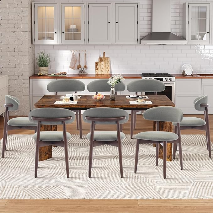 9-Piece Rectangular Dining Table Set for 8, 63" Industrial Kitchen Table with 8 Wooden Upholstered Dinner Chairs for Dining Room, Kitchen, Living Room, Brown+Green