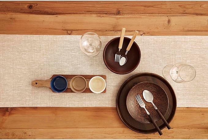 Solino Home Linen Table Runner 60 Inches - 100% Pure Linen Champagne Beige Table Runner 14 x 60 Inch Ideal for Dresser and Coffee Tables - Fall, Autumn, Thanksgiving, Christmas - Athena