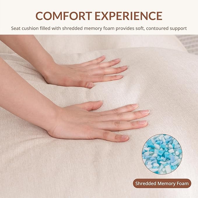 Sling Accent Chair with Metal Frame, Modern Armchair with Memory Foam Cushion, Comfy Lounge Chair for Living Room Bedroom Balcony, Beige