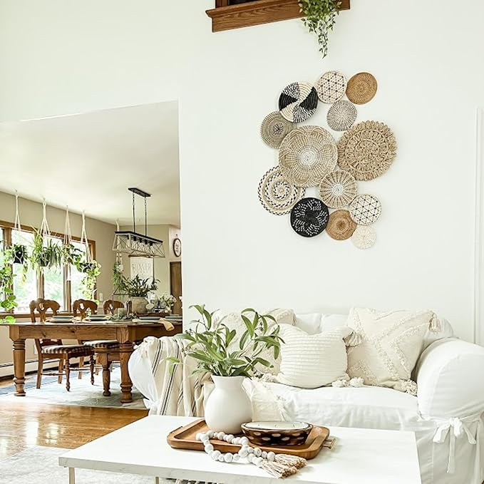 Chicvillage Boho Wall Basket Decor - 100% Natural Seagrass Wicker Wall Decor - Handmade Boho Wall Baskets & Woven Wall Decor Design from Vietnam