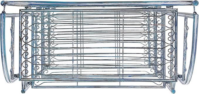 SAFAVIEH PAT5014C Outdoor Collection Amaris Antique Blue Wrought Iron 4-Tier Bakers Rack