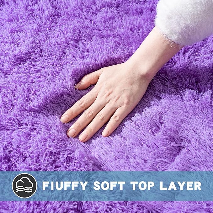 6x9 Area Rugs for Living Room, Purple Fluffy Shaggy Rug Soft Carpets, Rugs for Bedroom Nursery Kids Room Dorm Home Decor Aesthetic