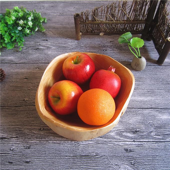 Wooden Bowl Decorative Natural Wood Fruit Bowl, Irregular Creative Wood Bowls, Rustic Hand Carved Candy Snack Keys Serving Bowls for Home Decor (14"-16" Diameter)