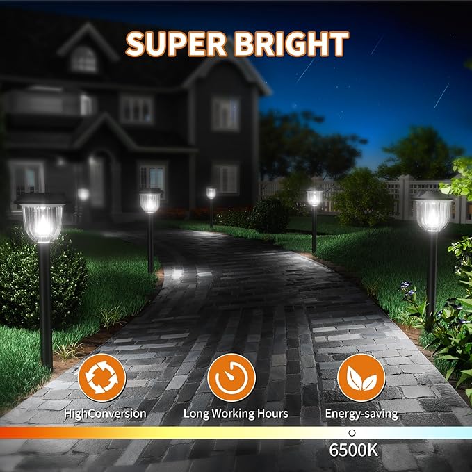 Solar Outdoor Lights,3 Pack LED Lights Outdoor Waterproof, Maintain 10 Hours of Lighting for Your Garden, Landscape, Path, Yard, Patio, Driveway(Cold)