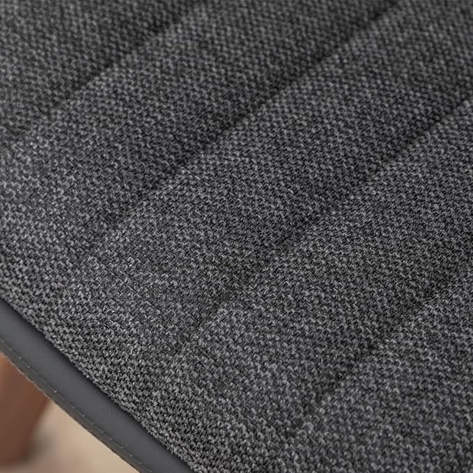 LUNLING Swivel Dining Chairs, Mid Century Modern Gray Fabric+Faux Leather Kitchen Chairs with Arms,Bamboo Legs Side Chairs No Wheels,Accent Chair for Dining Rooms and Offices(Gray Fabric,1PCS)