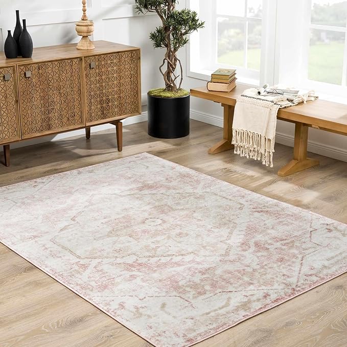 Leonora Traditional Area Rug - Pale Pink, Plum, Peach - 8'10" x 12'