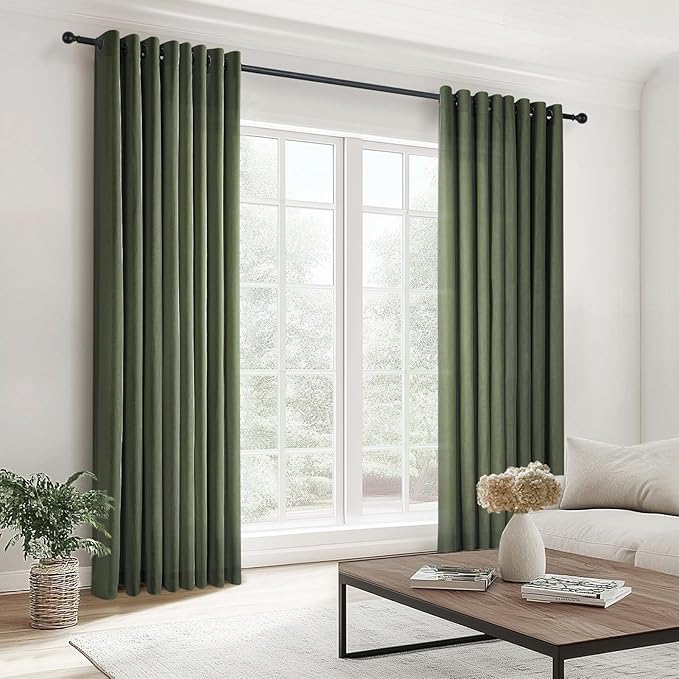 Topfinel Linen Sheer Curtains 96 Inches Long for Living Room Bedroon Aesthetic Pleated Drapes with Grommet Light Filtering Ceiling Floor Custom Made Memory Trained Curtain Loden Olive Green