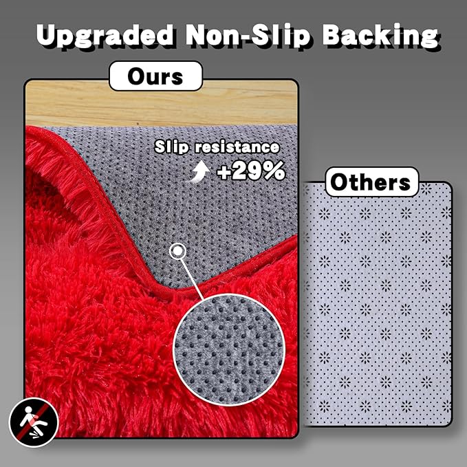 6x9 Area Rugs for Living Room, Red Fluffy Shaggy Rug Soft Carpets, Rugs for Bedroom Nursery Kids Room Dorm Home Decor Aesthetic