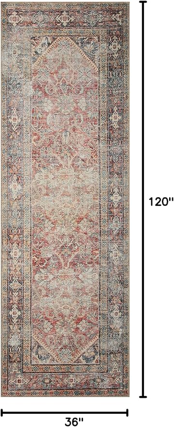 Loloi Amber Lewis Georgie Collection GER-01 Red/Navy 3'-0" x 10'-0", .19" Pile Height, Runner Rug