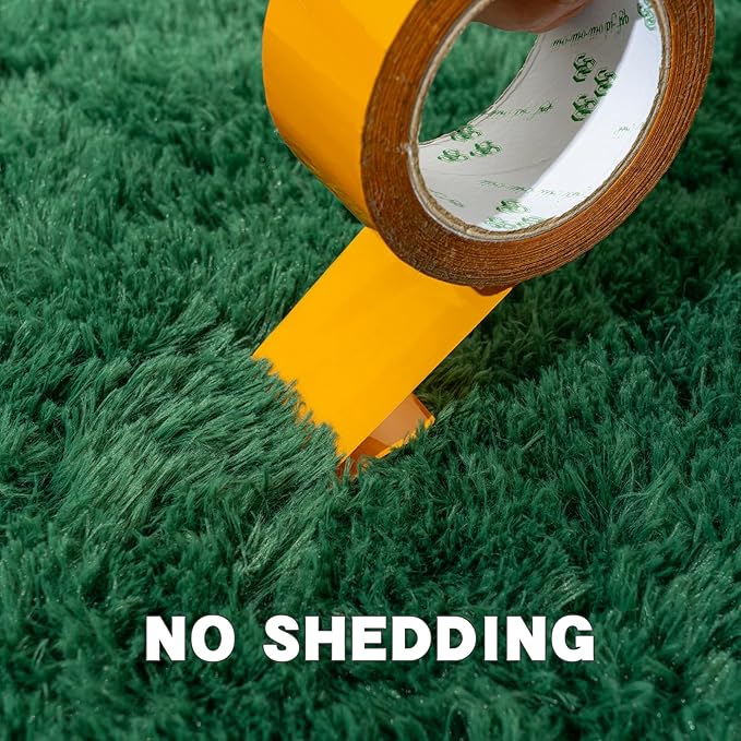 4x6 Area Rug for Bedroom, Green Rugs for Living Room Nursery Kids Room Dorm Home Decor Aesthetic, Fluffy Shaggy Rug with 4 Anti-Slip Carpet Tapes, Dark Green