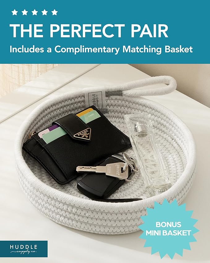 XXXXL WASHABLE Jumbo 125L Extra Large Blanket Basket, Woven Decorative Cotton Rope Basket with Handles for Laundry, Living Room, Baby Toys Nursery, Storage, Organization Bins 24" x 17" (Grey & White)