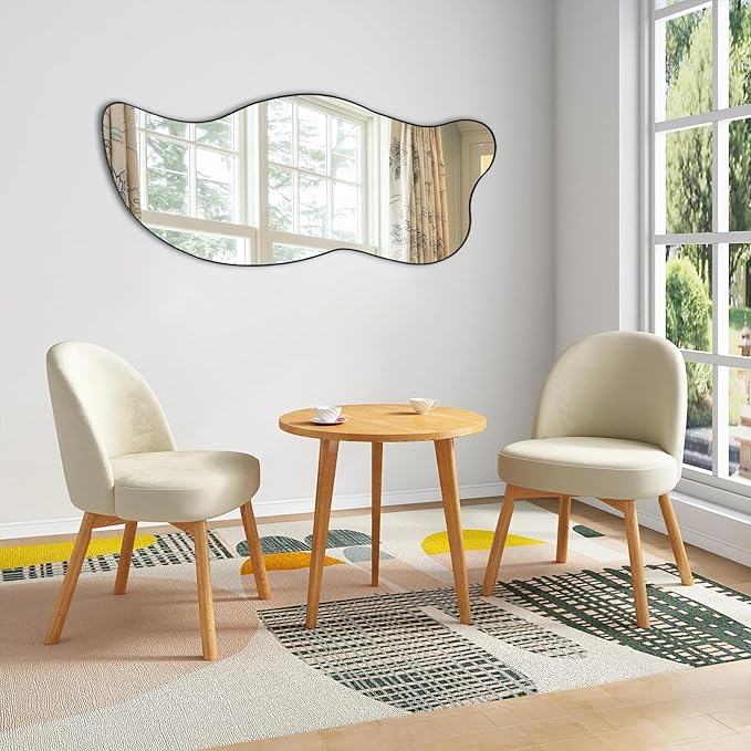 Irregular Wall Mirror, Asymmetrical Mirror, 47.24"x21.6" Modern Weird Shaped Mirrors for Living Room Bathroom Bedroom Entryway Fireplace