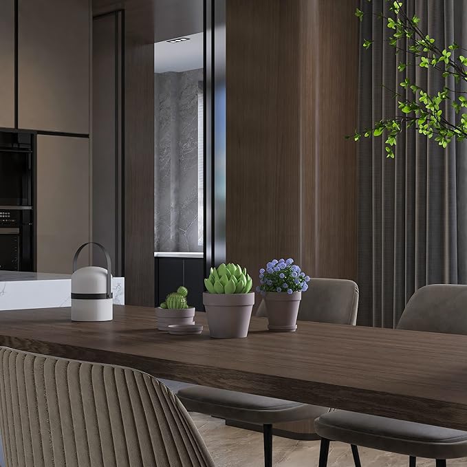 Fcacti 4 Inches Small Grey Terracotta Pots with Saucer, 6 Pack 4" Terra Cotta Planter with Drainage Holes, Small Clay Flower Pots for Plants, Succulents, Crafts, Wedding Favor