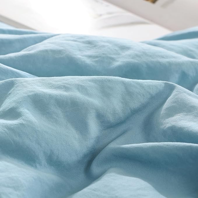 WRENSONGE Queen Comforter Set, 7 Pieces Soft Blue Bed in a Bag Queen with Fitted Sheet, Flat Sheet, 2 Pillow Shams, and 2 Pillowcases- Warm Bedding Sets for All Season