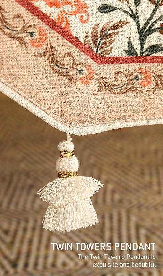 Designer French Elegant Linen Table Runner 102 Inches Long,Farmhouse Lily Pattern Decor Table Runners for Dining Tables,Thanksgiving,Kitchen Tables,Christmas,12"*102"-Aurora A