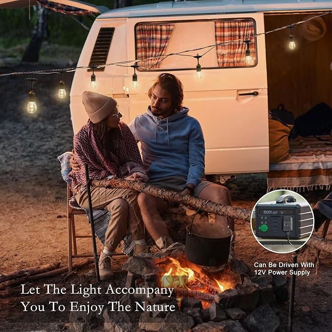 GANA 12V Low Voltage & Safe LED Outdoor String Lights,48FT 15 Shatterproof Bulbs, 2200K Warm White Pergola Lights for Your House's, Garden, Fence, Porch,Balcony,and Bistro